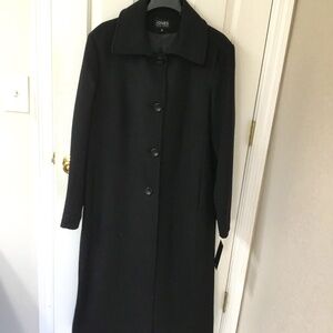 Jones New York Maxi Coat,  Wool Maxi Coat, Black Size 16 NWT